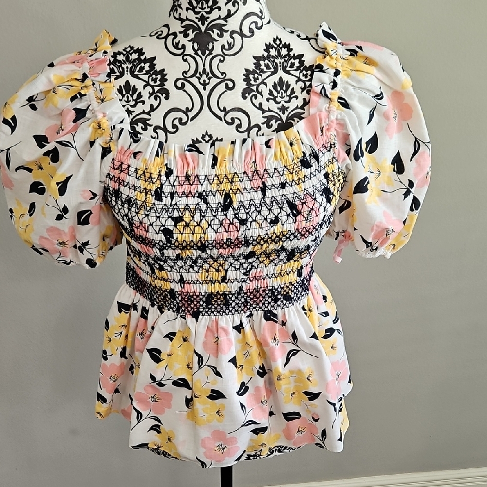 Kate Spade Floral Puff Sleeve Blouse